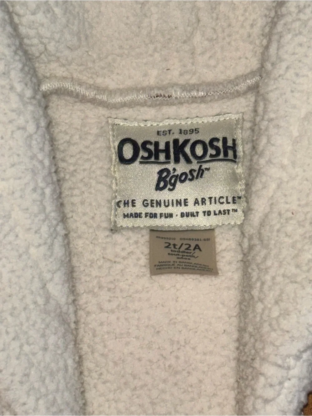 OshKosh B'gosh Cream Faux Shearling Vest
